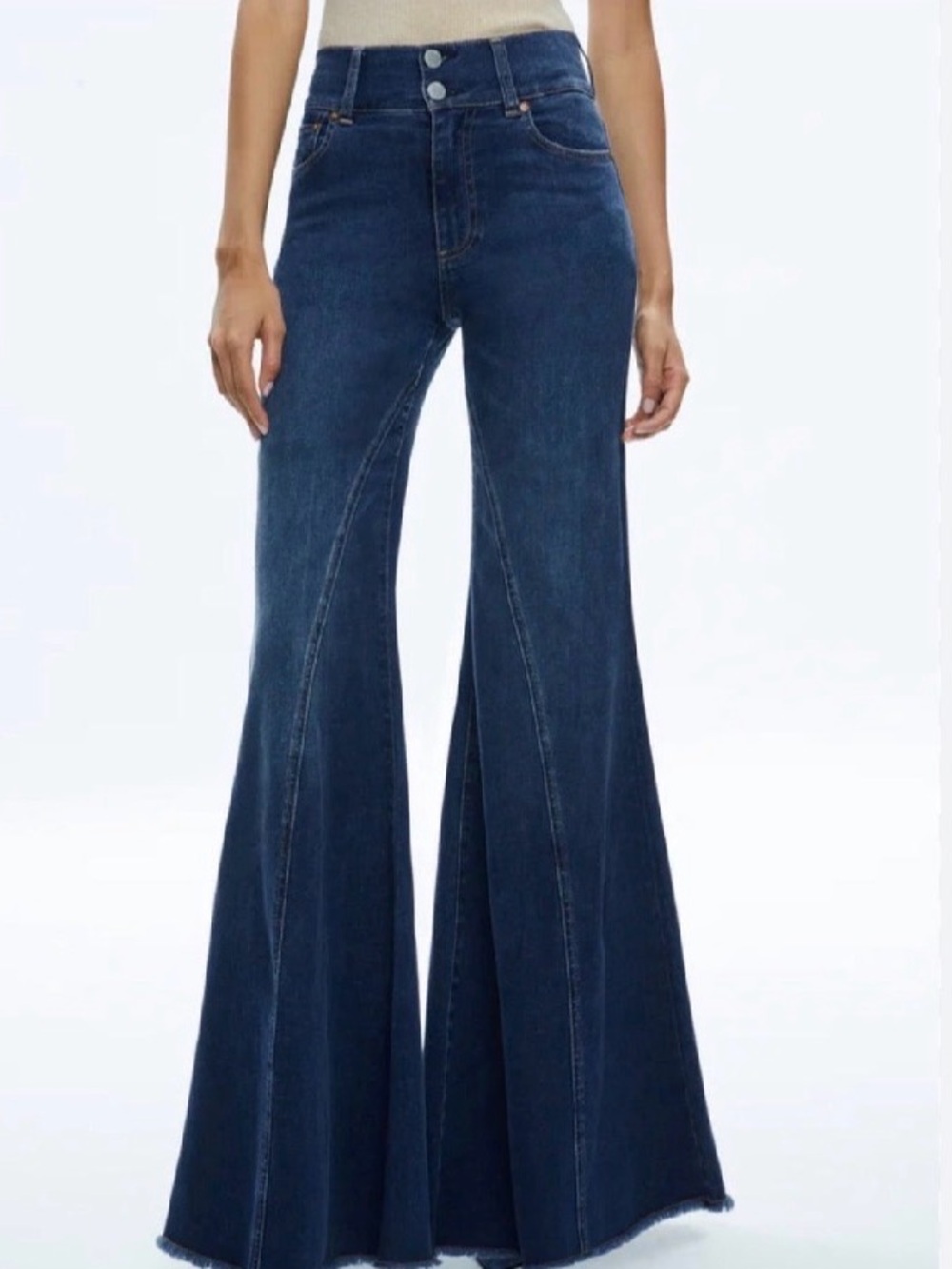 Alice & Olivia High Waist Ruffle Flare Jeans Size 26 30" l;ength